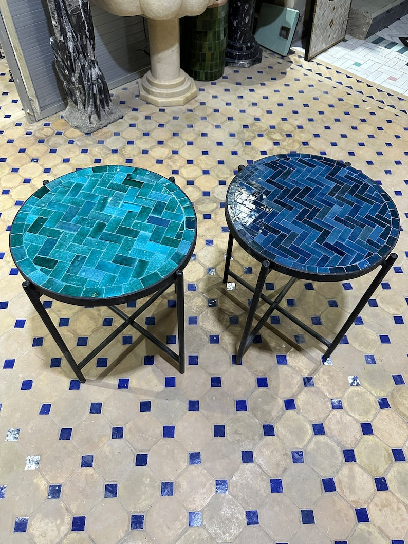 Moroccan Tiles Table, Foldable Center Table for Homes