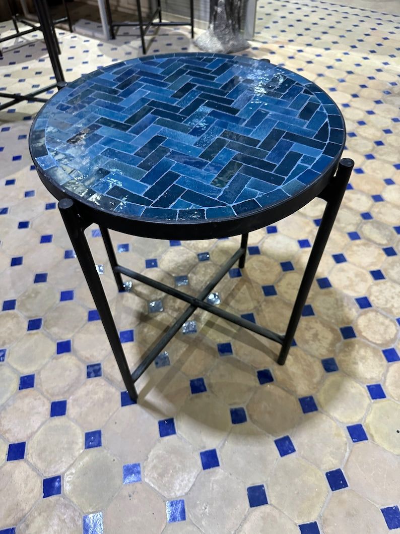 Moroccan Tiles Table, Foldable Center Table for Homes