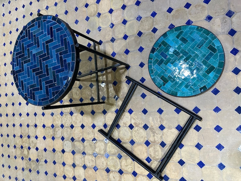 Moroccan Tiles Table, Foldable Center Table for Homes