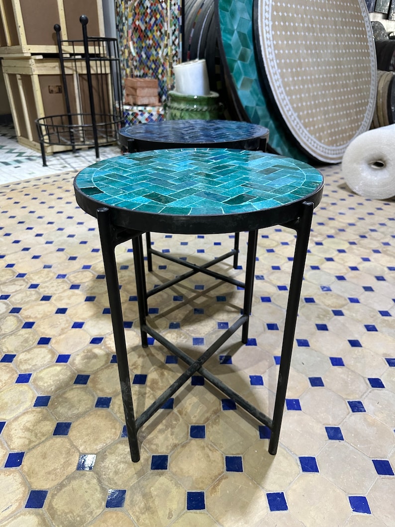 Moroccan Tiles Table, Foldable Center Table for Homes