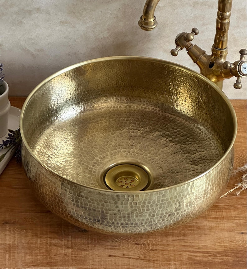 Custom Made Aged Brass Bathroom Vessel Sink