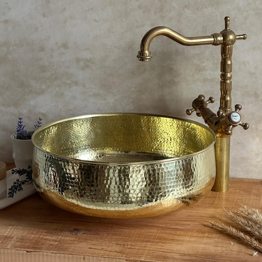 Custom Made Aged Brass Bathroom Vessel Sink