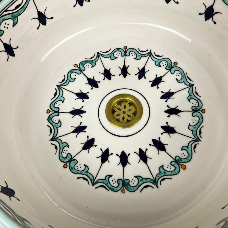 Countertop Ceramic Sink Lavatory - Moroccan Pottery Vanity Sink