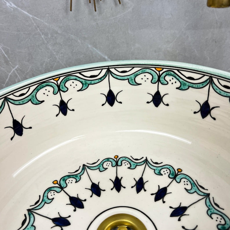 Countertop Ceramic Sink Lavatory - Moroccan Pottery Vanity Sink