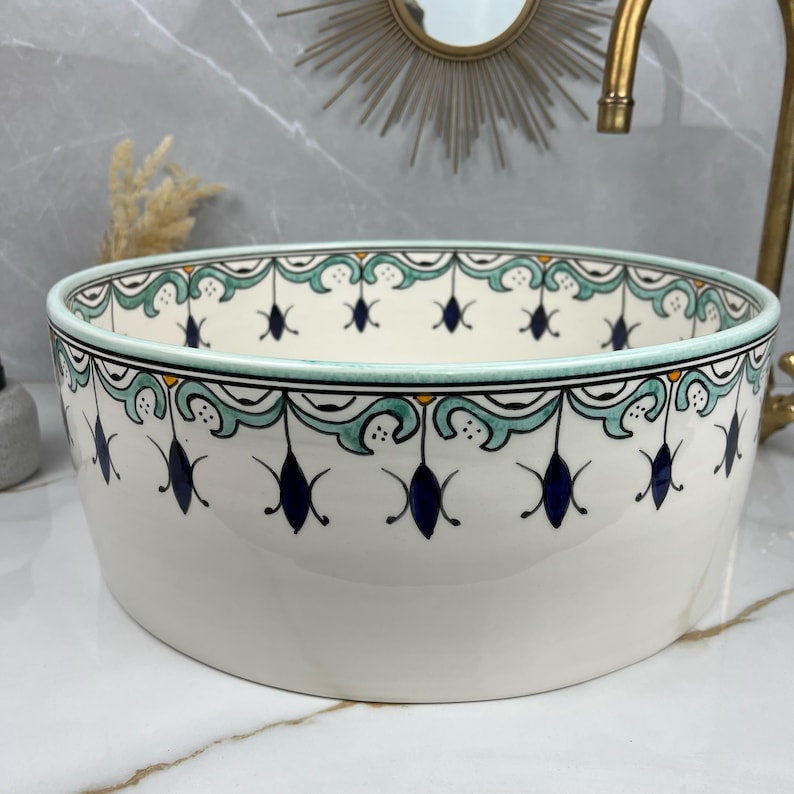 Countertop Ceramic Sink Lavatory - Moroccan Pottery Vanity Sink