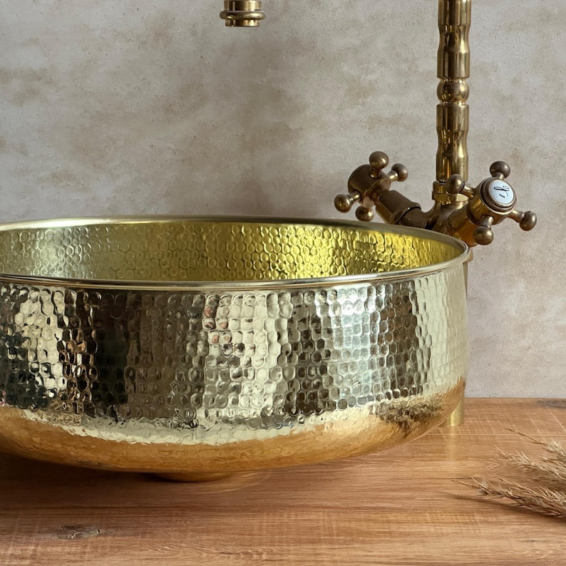 Custom Made Aged Brass Bathroom Vessel Sink