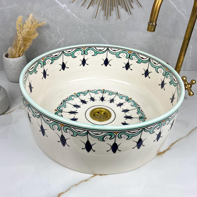 Countertop Ceramic Sink Lavatory - Moroccan Pottery Vanity Sink